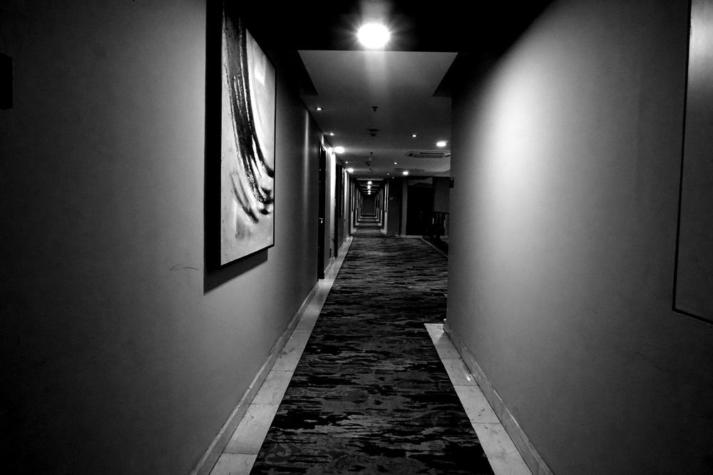 A hotel hallway
