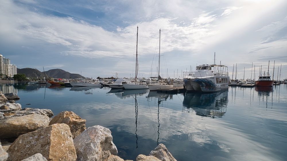 Sailboats at Rest in a Caribbean Bay