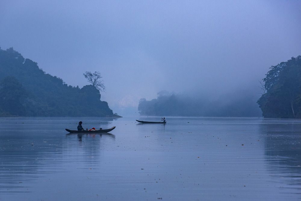 Fishing in Foggy Morning at Karnaphuli River (Kaptai)