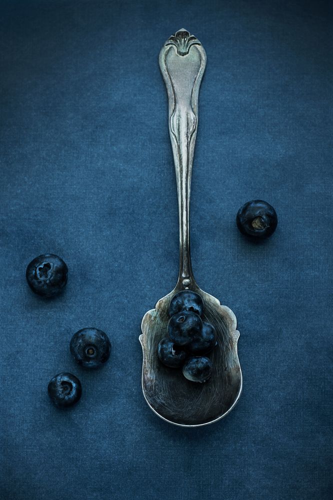 Blue berries and spoon