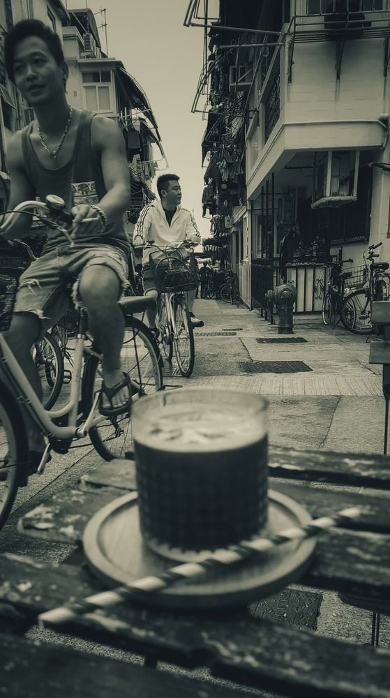 Black and white on street