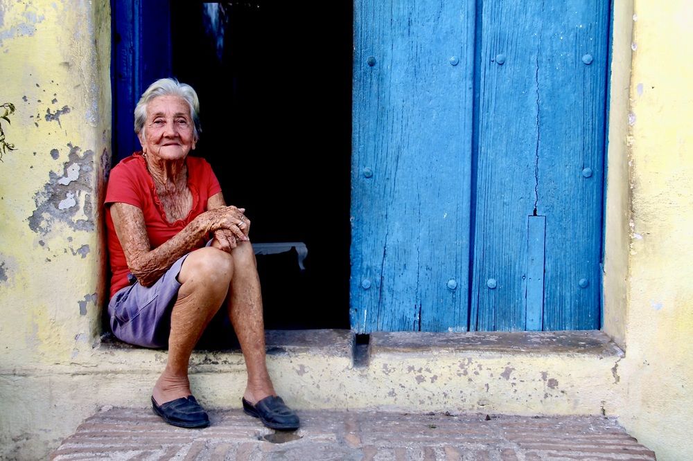 Elderly lady and her door