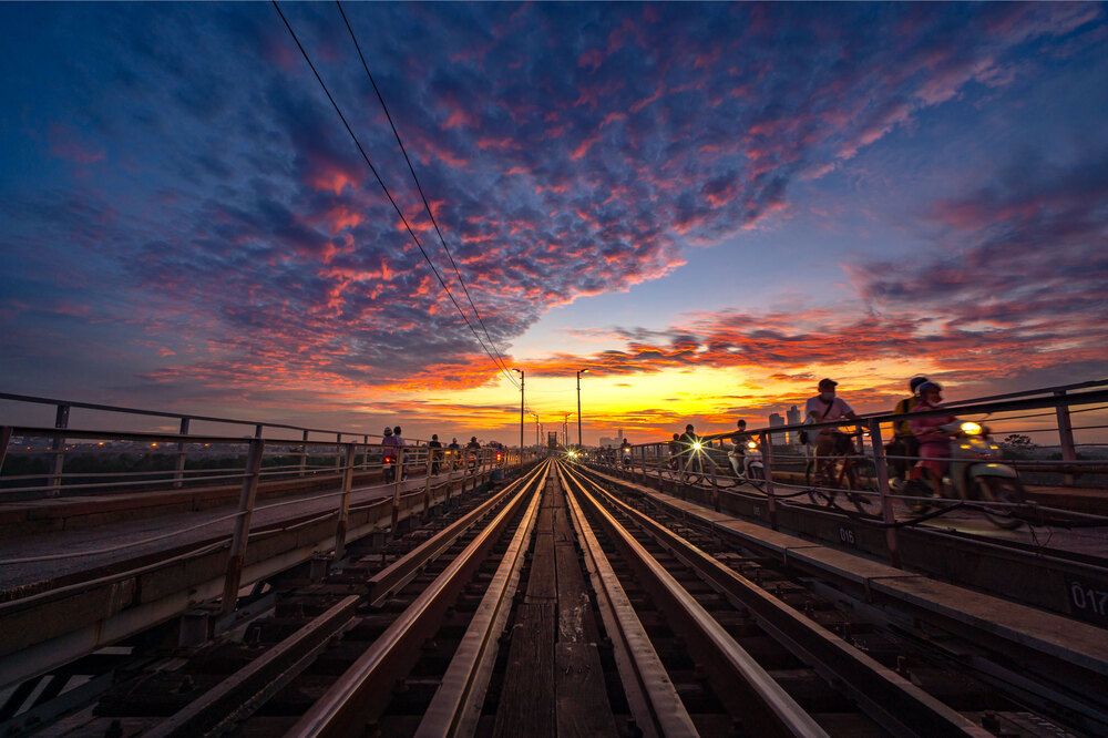 Sunset on the 122-year-old bridge