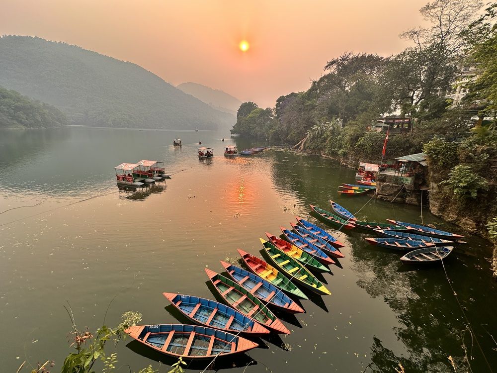 Sunset at Pokhara lake
