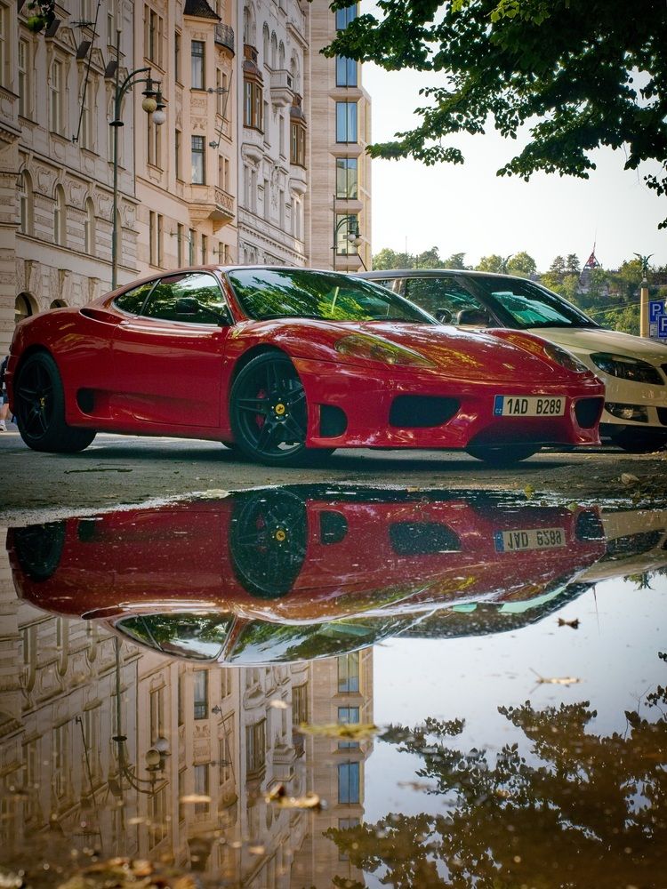 Ferrari in reflection