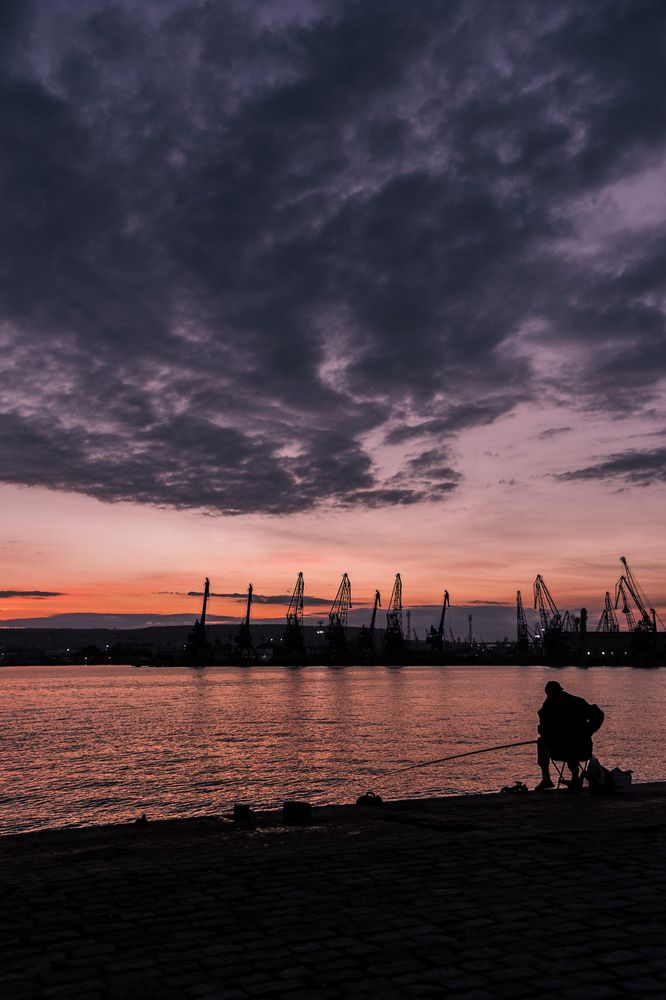 Sunset Fishing At The Port of Varna