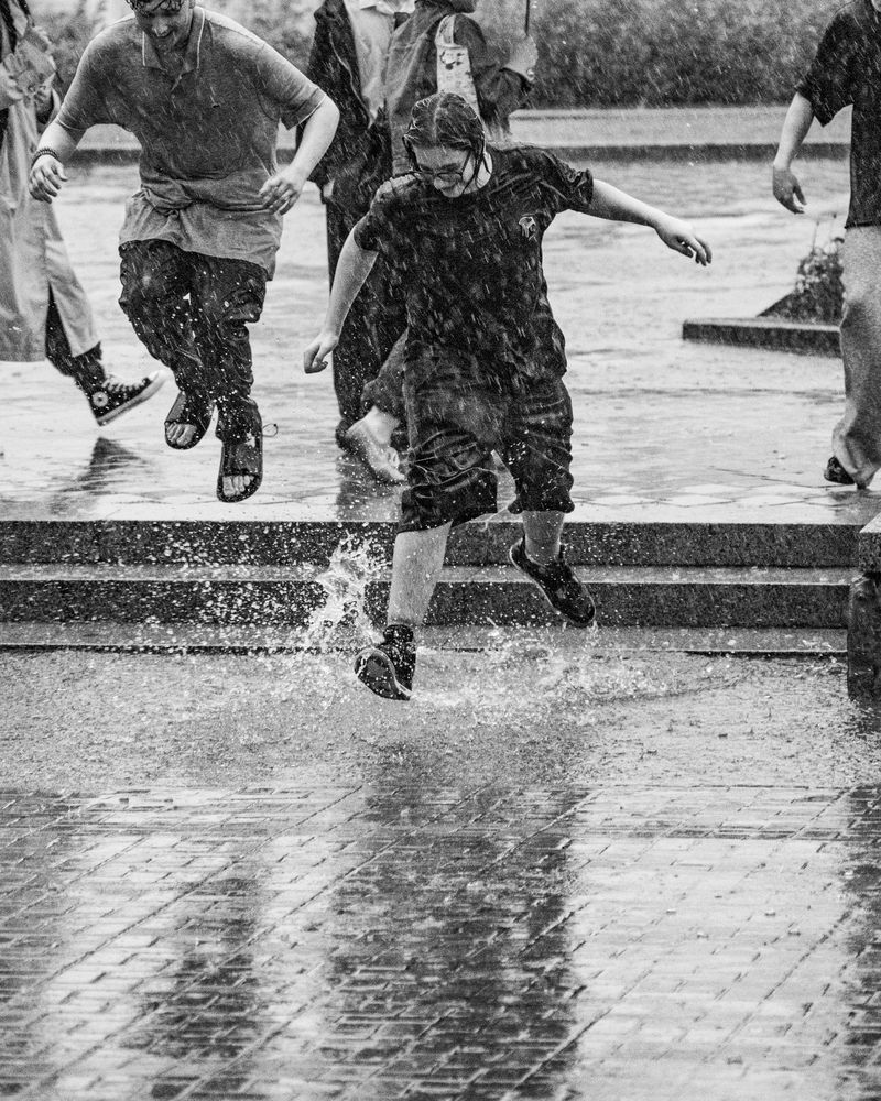 in the pouring rain
