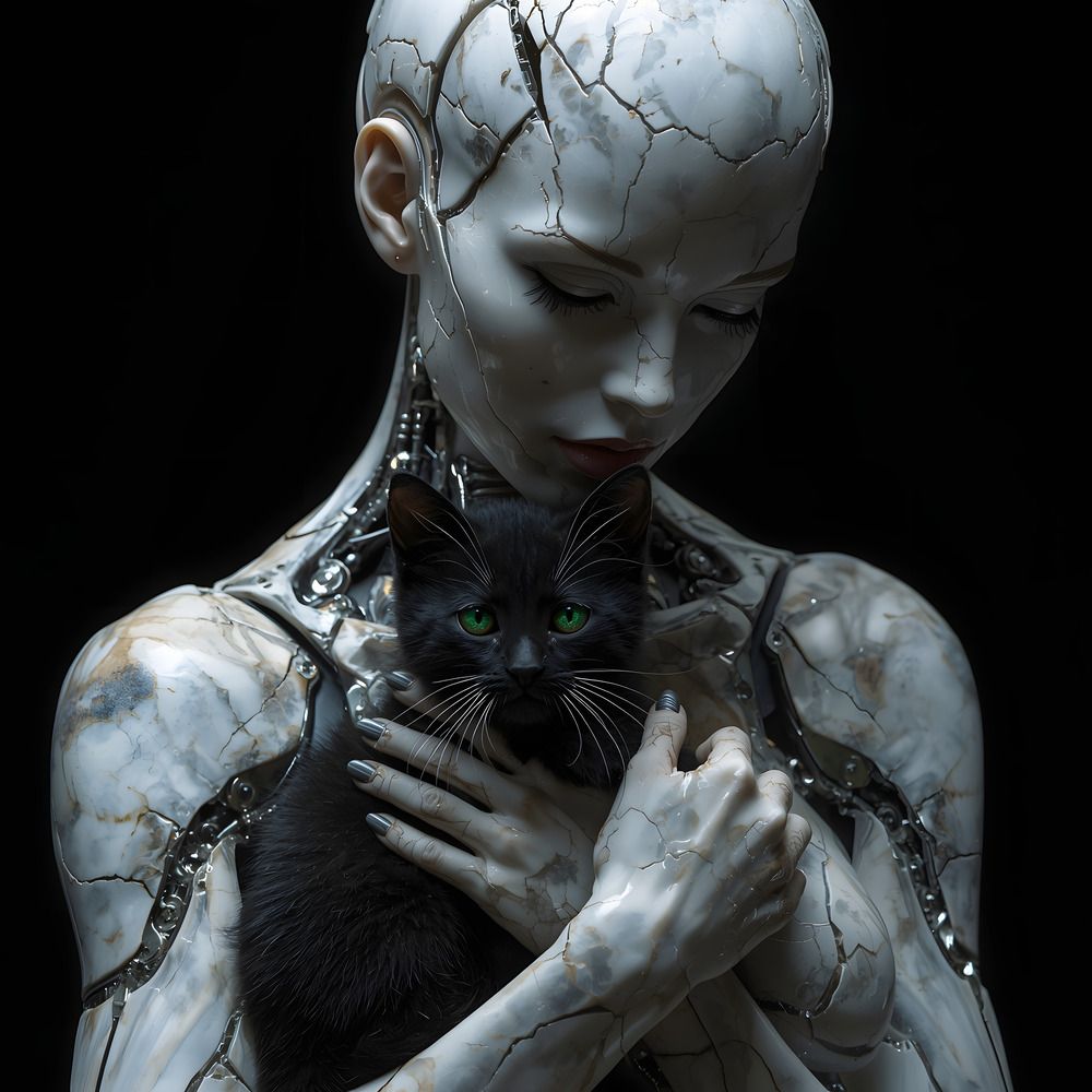 Ethereal Cyborg and Kitten