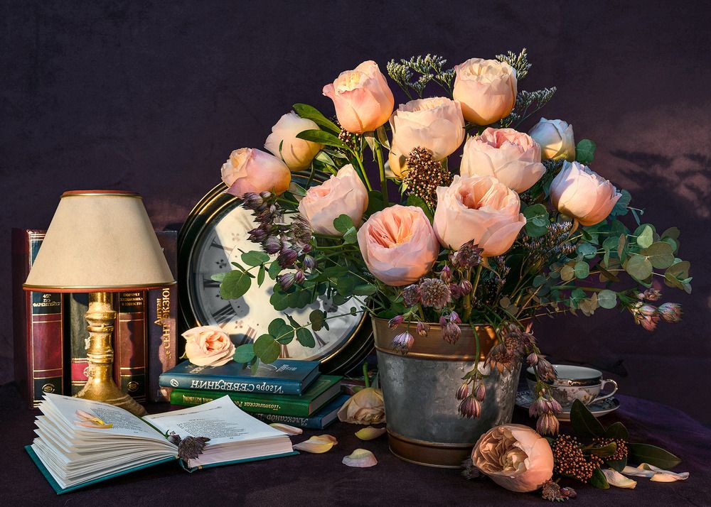 Book and roses