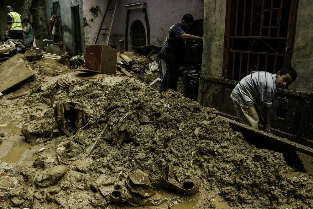 Flooding due to rain in the El Terraplen neighborhood