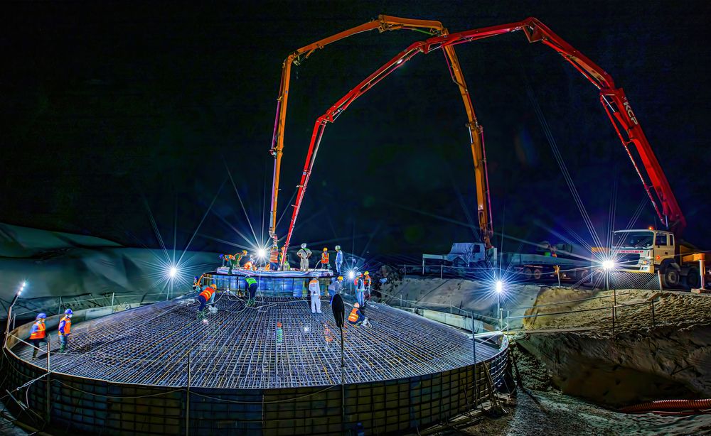 Pouring concrete foundation