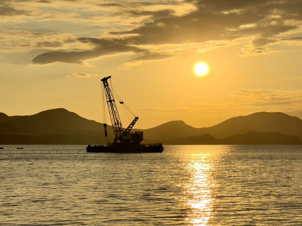 Industrial sunrise on the Black Sea