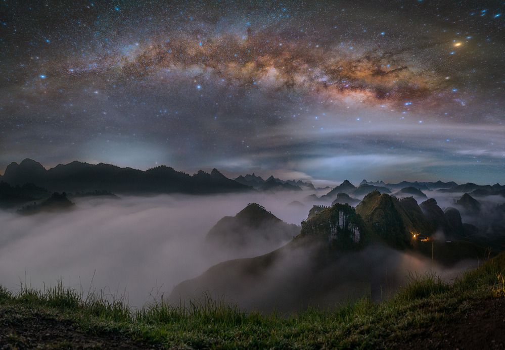 Night at Ba Quang Burnt Grass Hill in Ha Lang, Cao Bang, Vietnam
