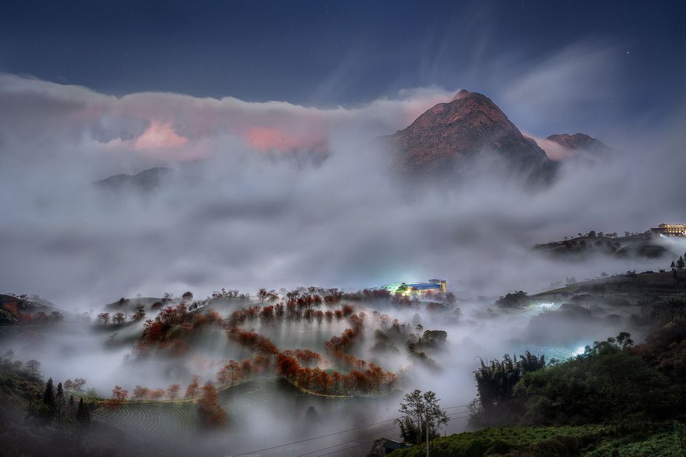Night on O Long Tea Hill, Sa Pa, Vietnam