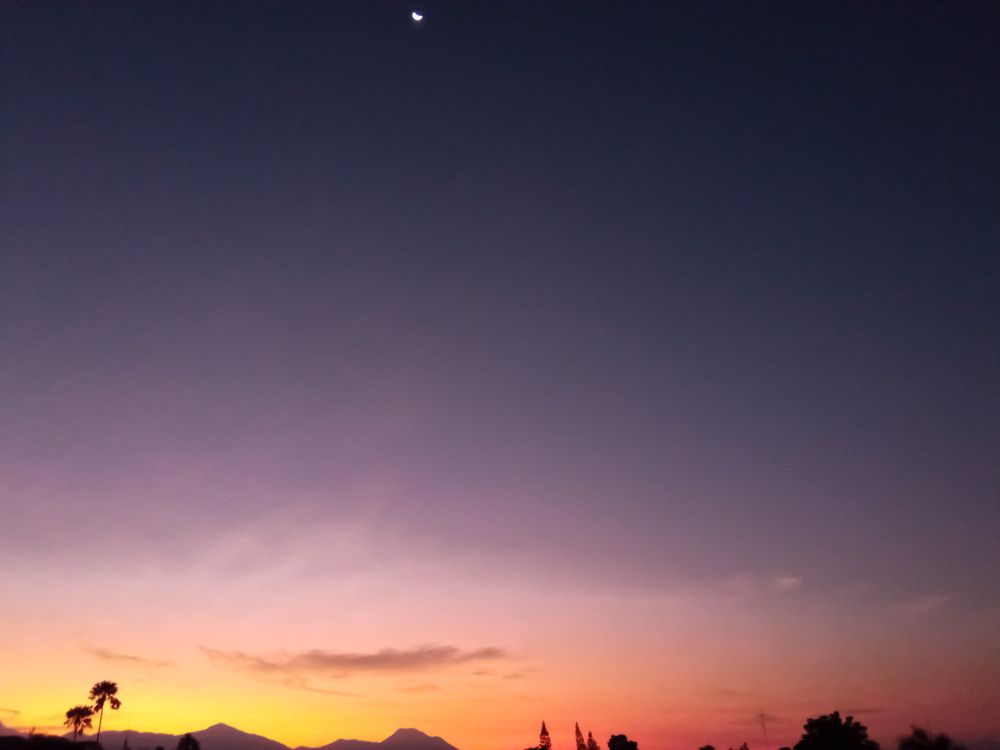 colorfull sky with the moon