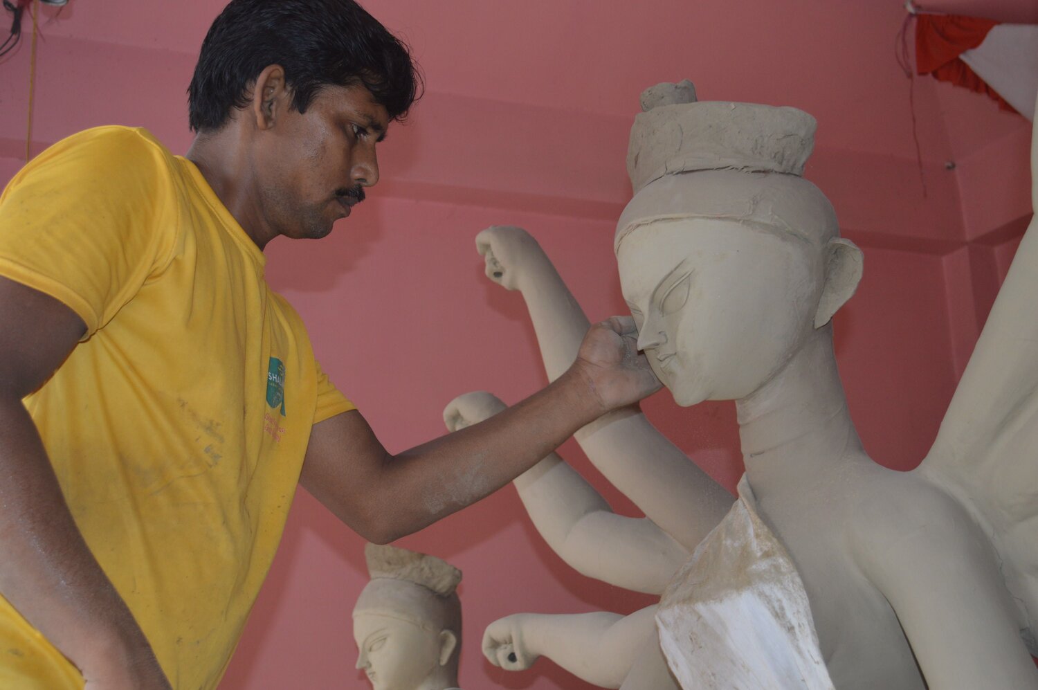 Painting work of Durga idol begins