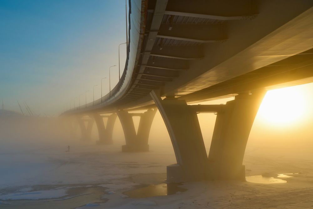 Зимняя рыбалка на закате