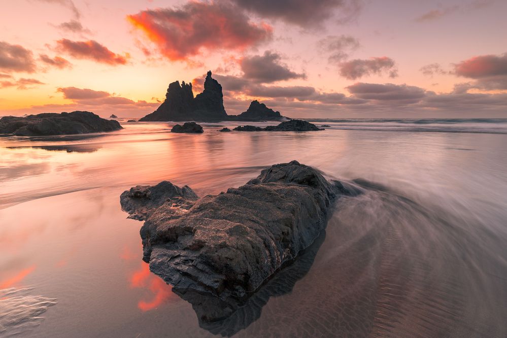 Fire in the evening sea