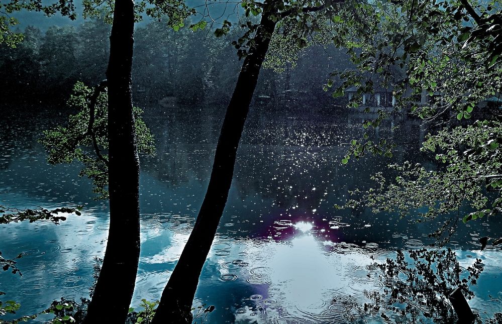 Дождь на озере