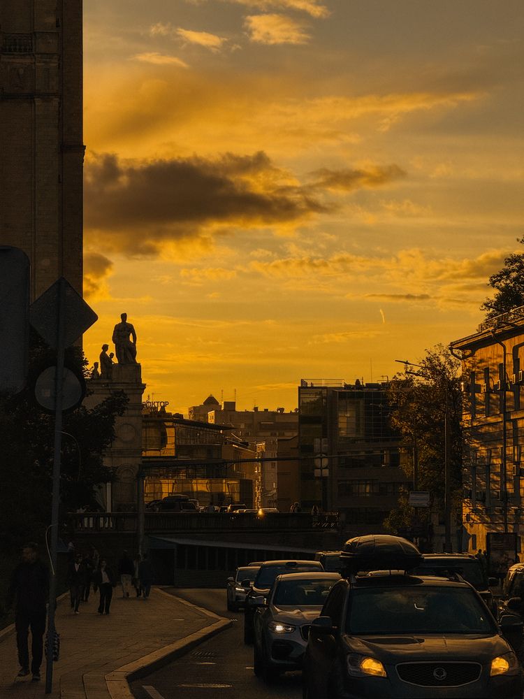 закат, вечерняя Москва