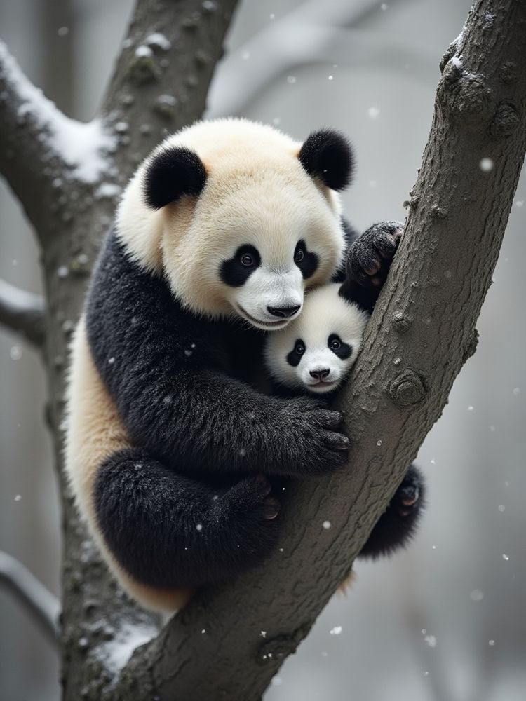 el panda con su hijo
