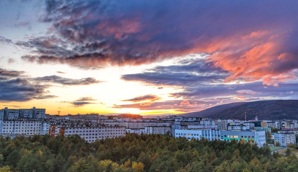 Закат в городе