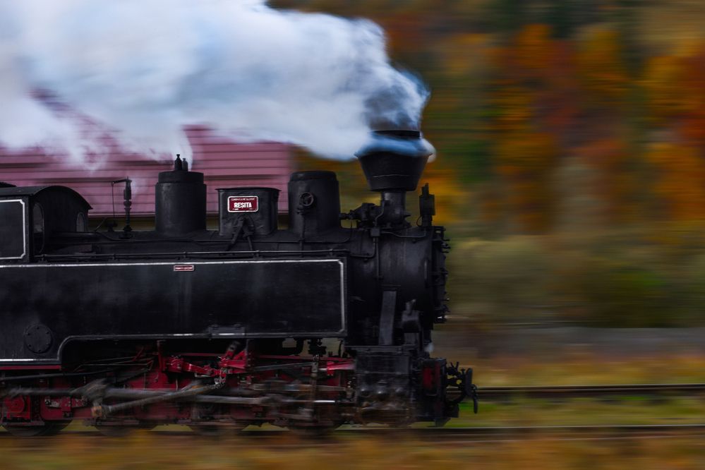 Steam train in motion