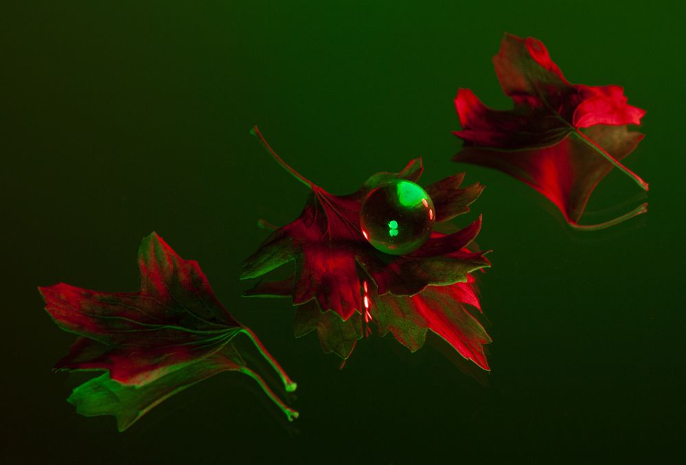 Зеркальный натюрморт со стеклянным шаром