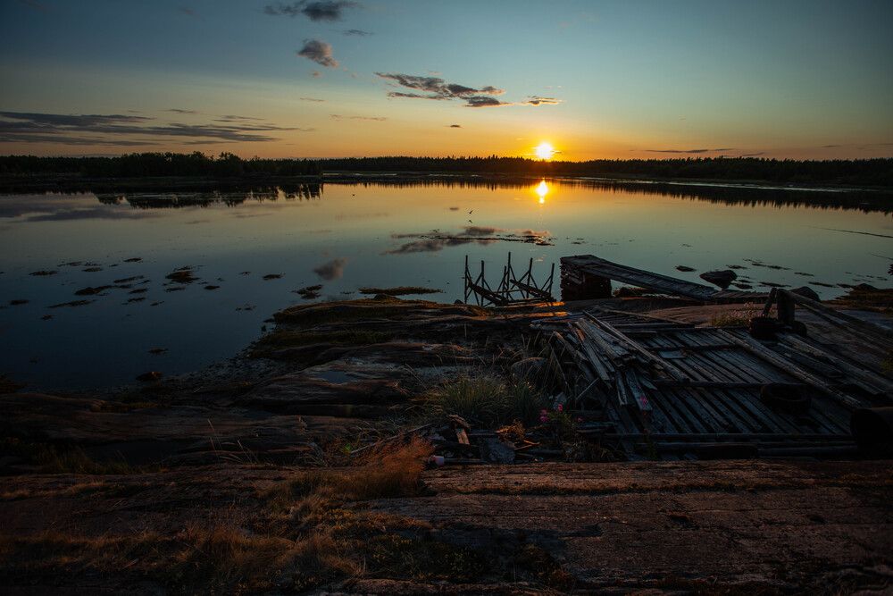 Закат на белом море
