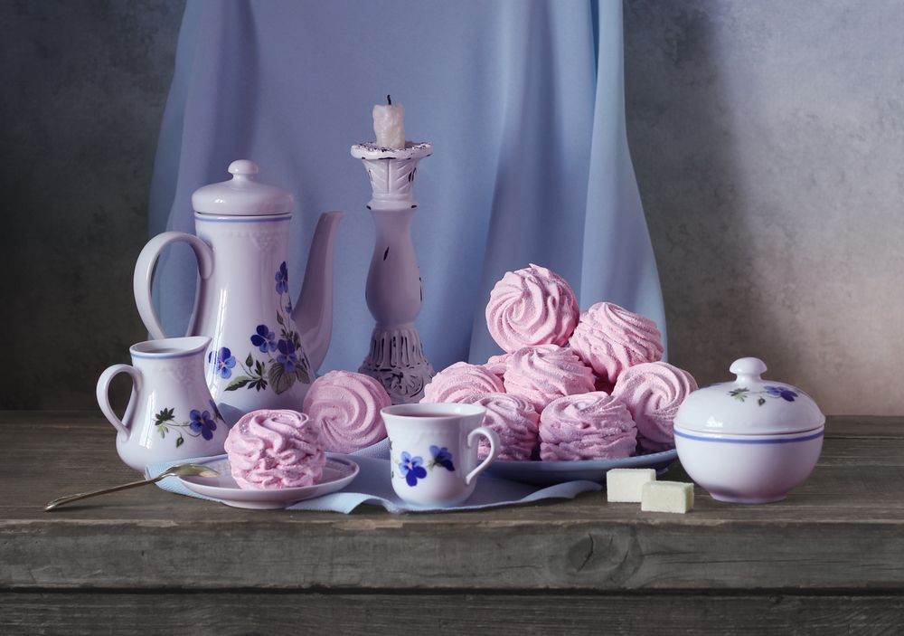 Утренний кофе и розовый зефир!