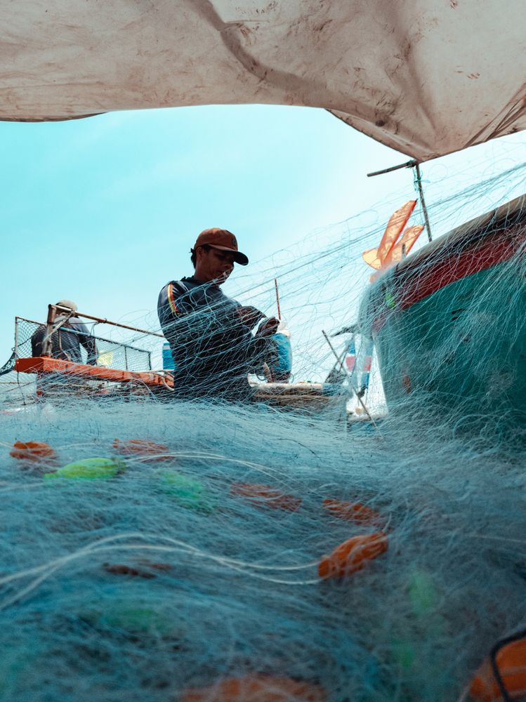Fishermen in Phuoc Hai sea, Ba Ria, Vietnam