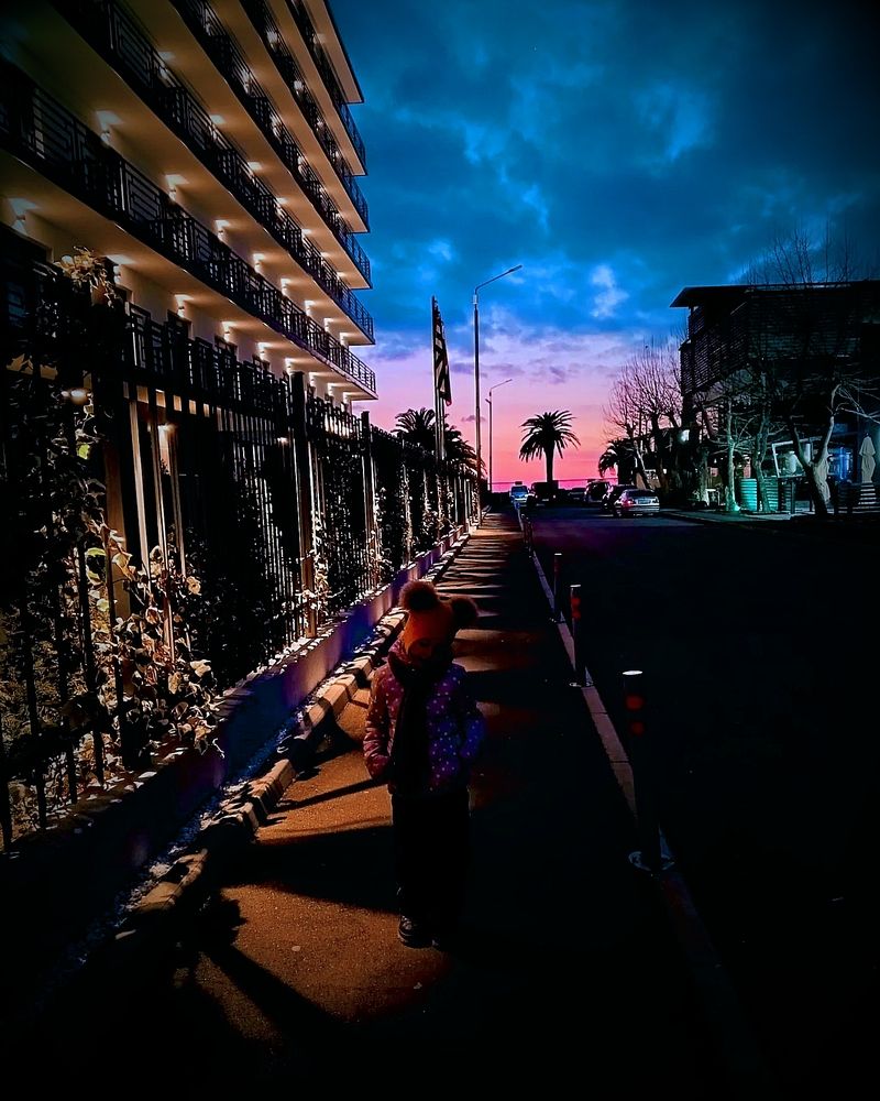 Зимний закат в Абхазией.