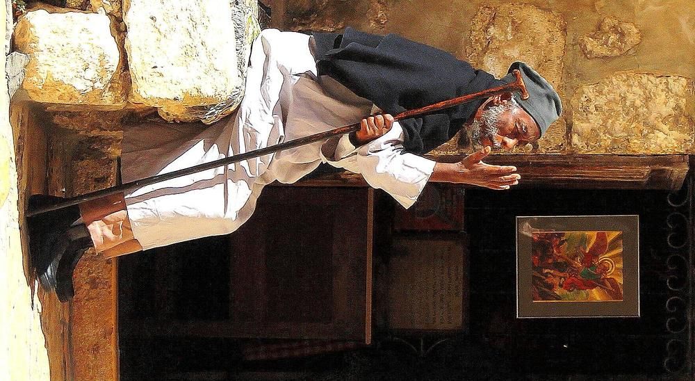 Пилигрим у Храма Гроба Господня.Иерусалим.