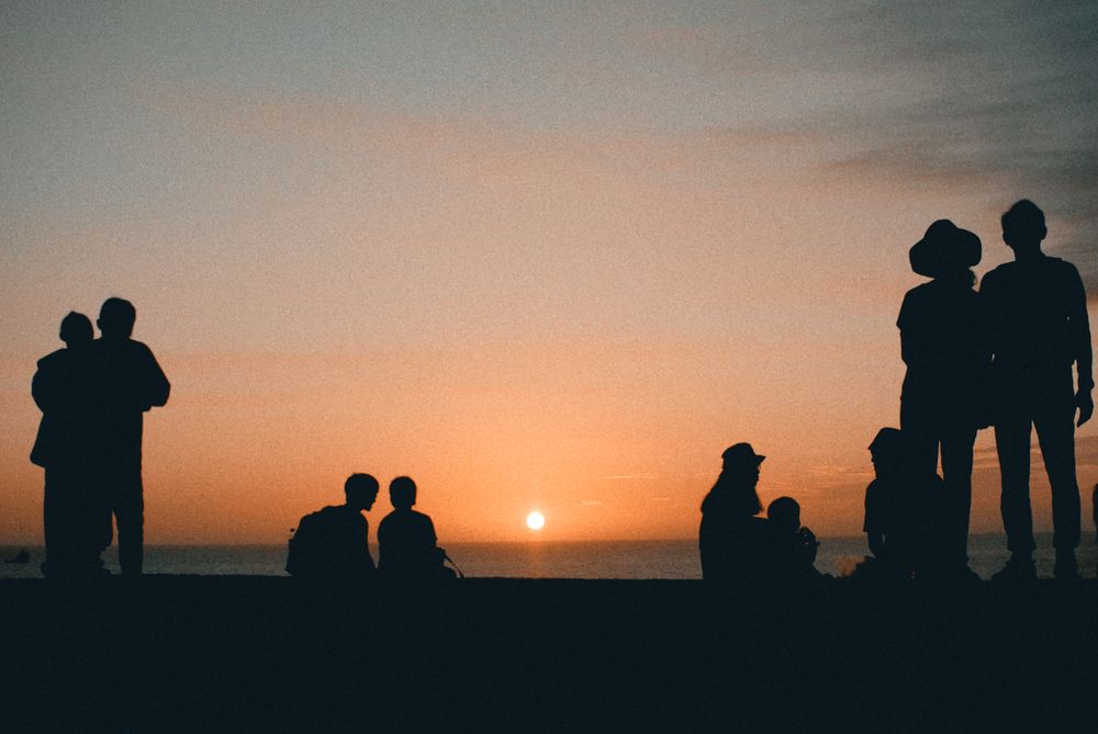 Friends in sunset