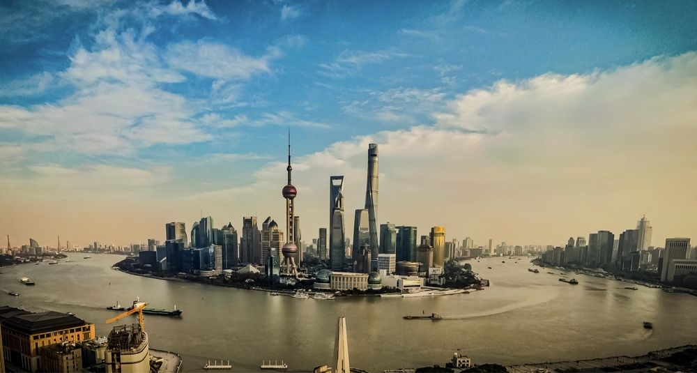 Drone footage over Shanghai