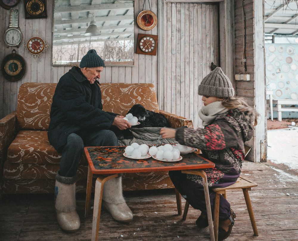 обед из снежков