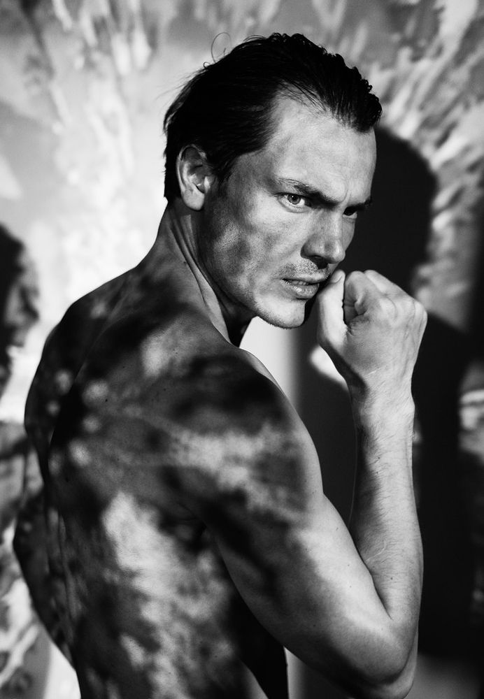 Portrait of male model and fragility