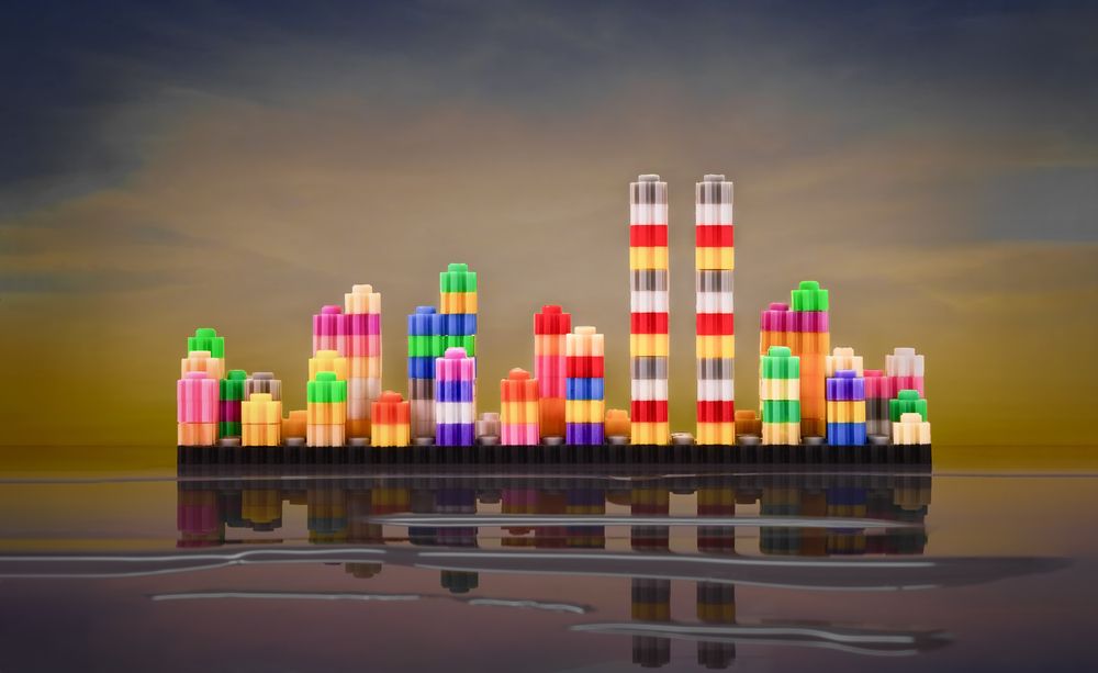 Colorful Brick Cityscape