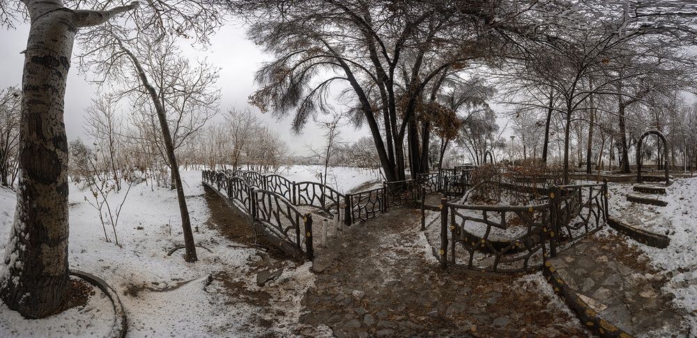 “Winter settles gently over Najvan Park.