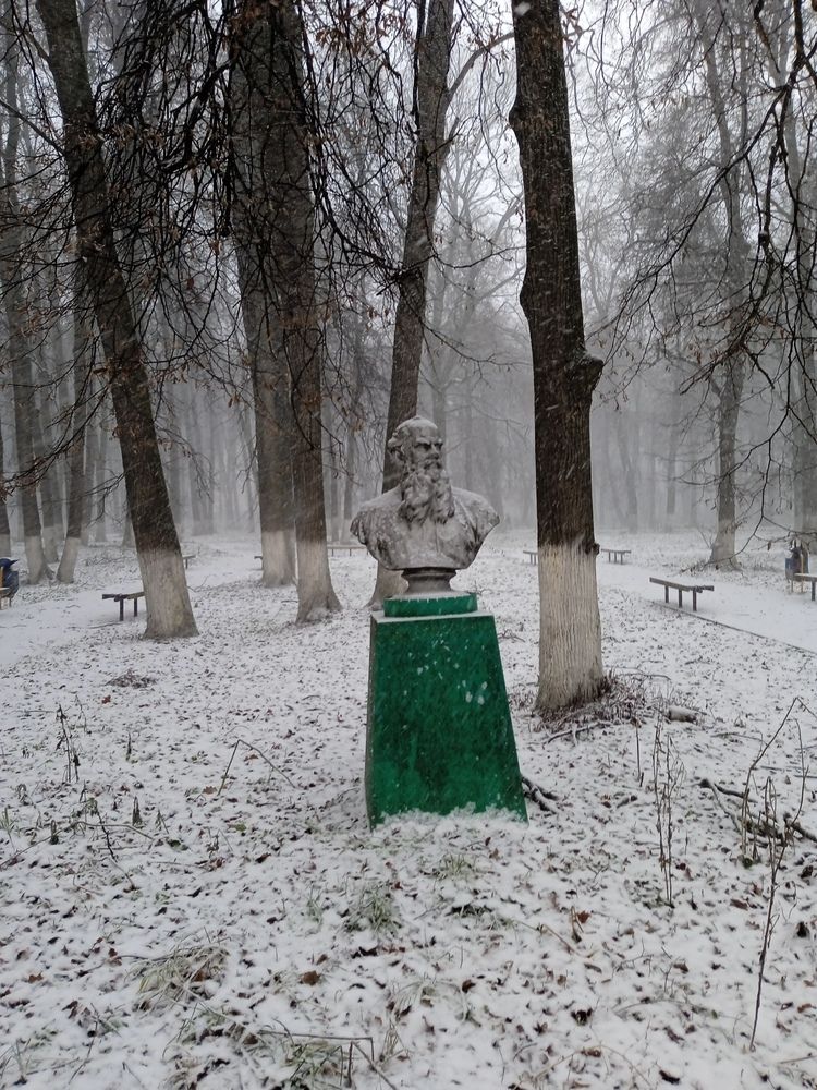 Памятник Л.Н. Толстому в парке ЦРБ.