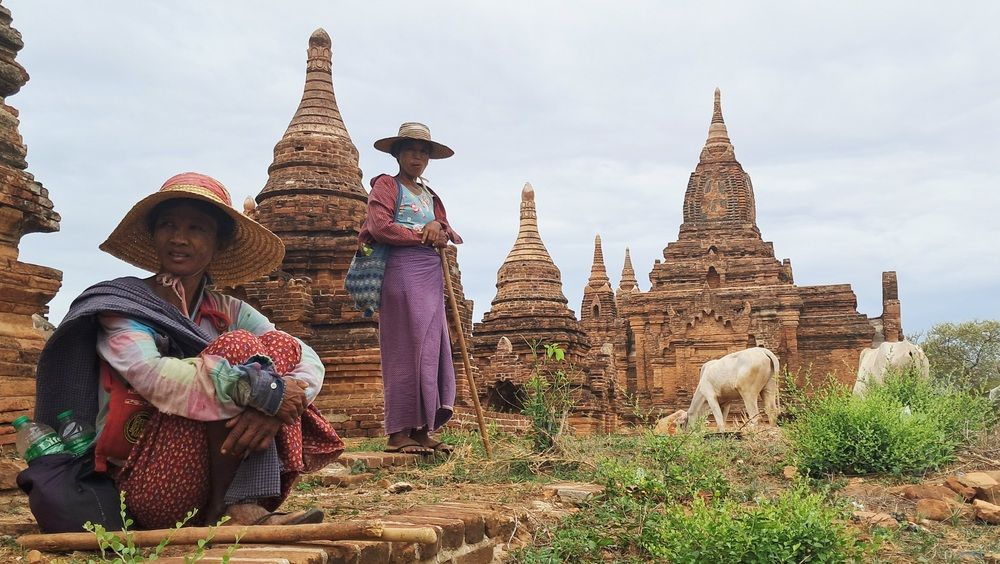 Goat herders in Bagan, Myanmar