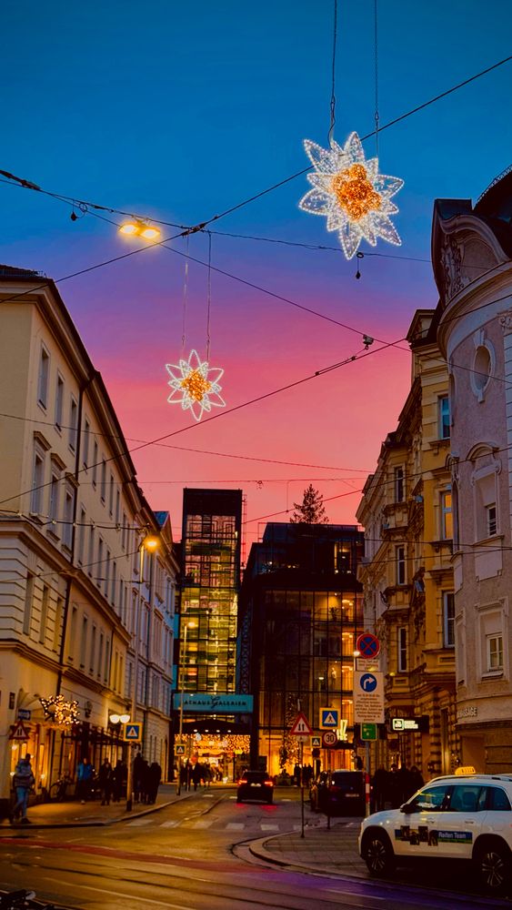 City lights of festive Innsbruck.