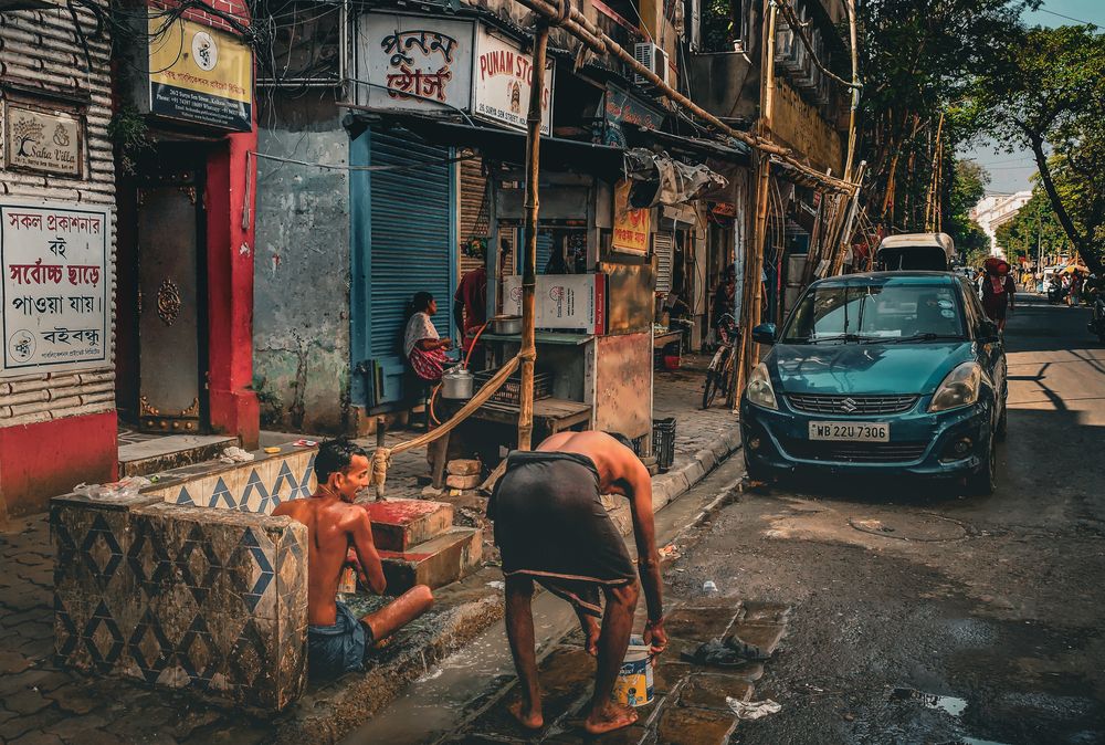 Bathing in the streets