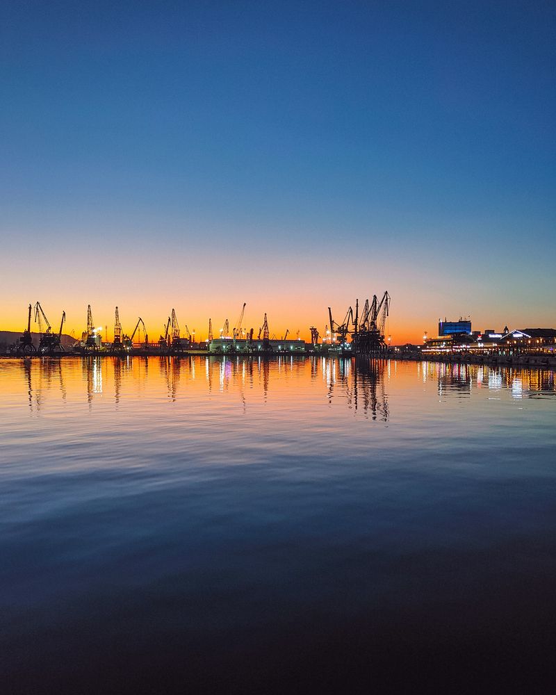 Varna Port Winter Sunset