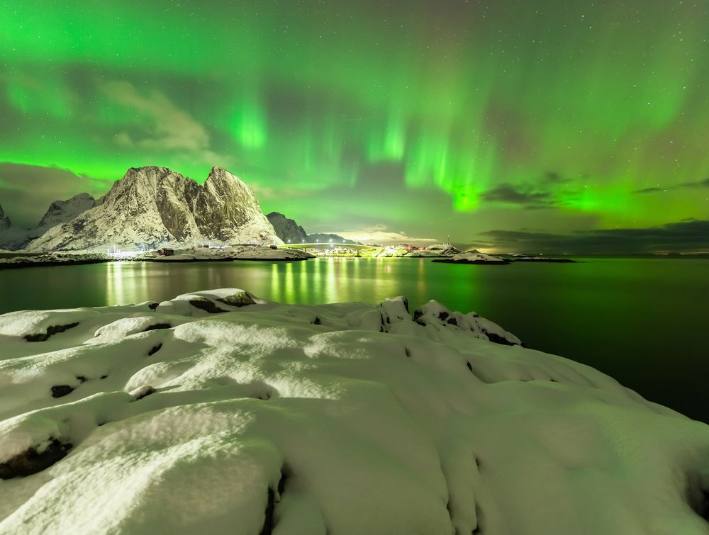 The Flames of Green Aurora in the Beginning of the Night, February 2025, Norway