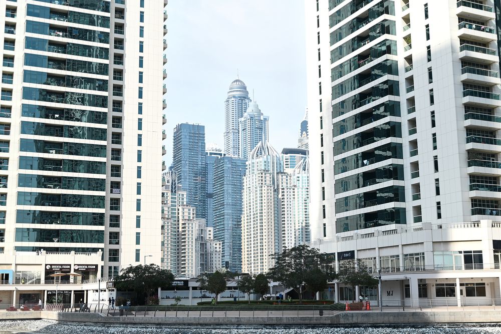 Городской парк у небоскребов.