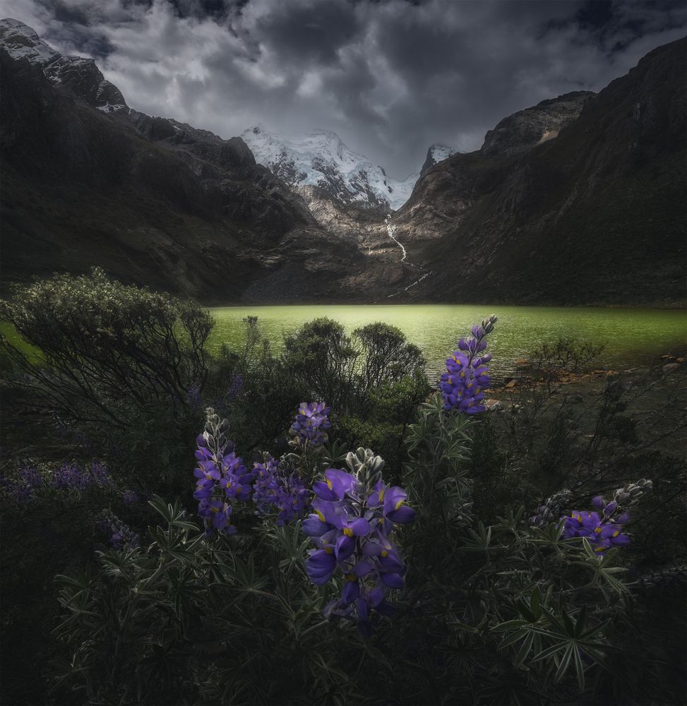 A green lagoon in the Andes