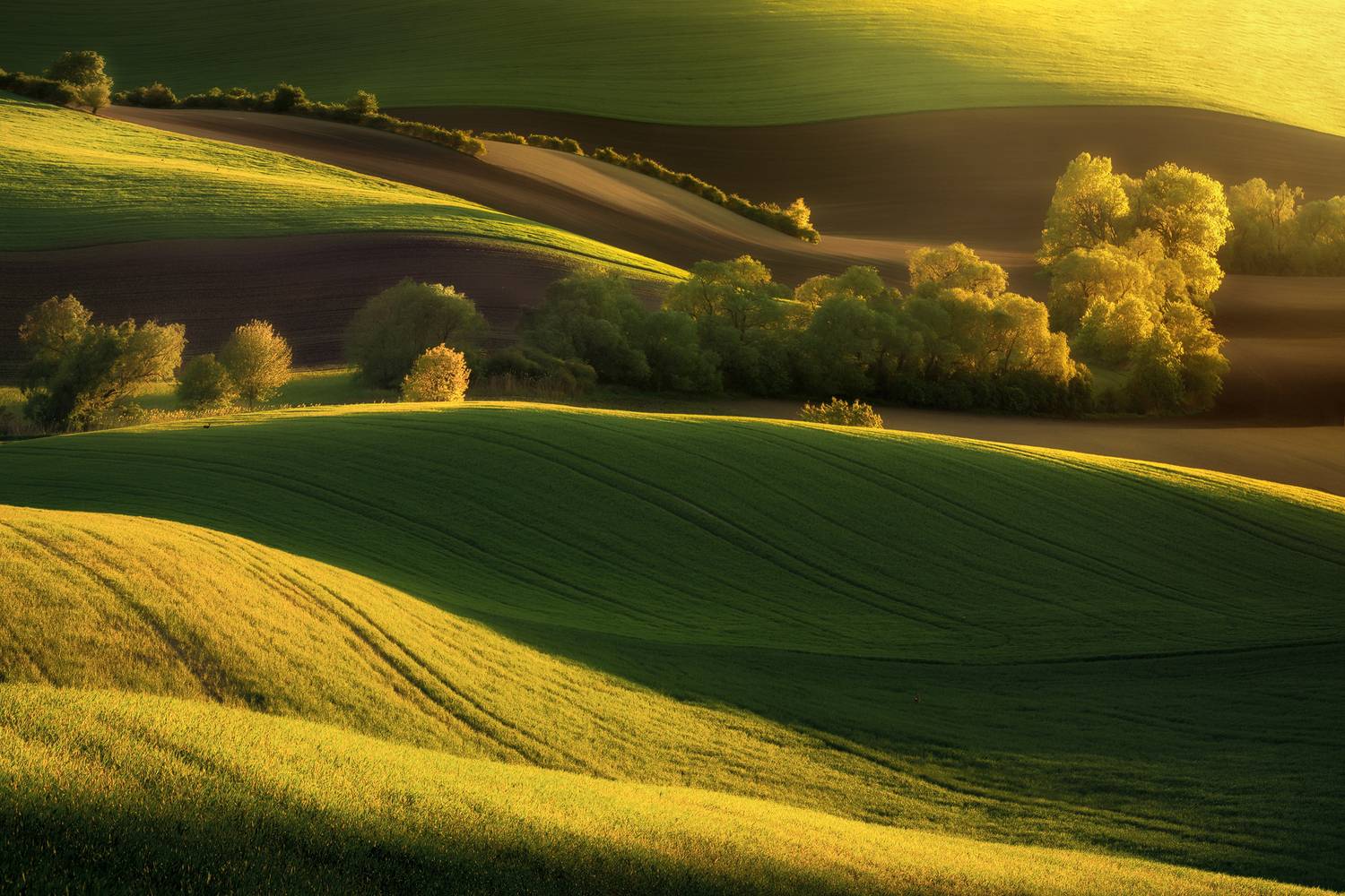 Sunset on the stormy waves of the Moravia
