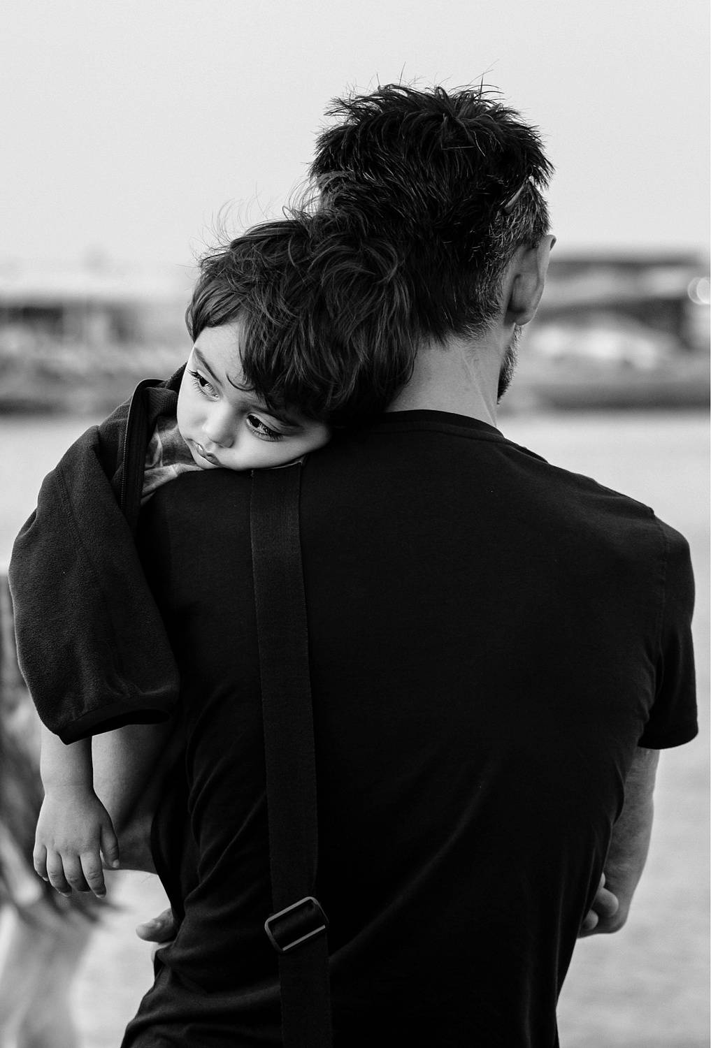 Tender moment between father and child