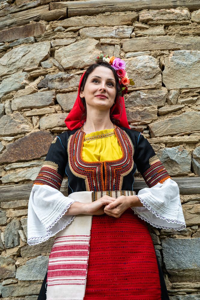 “Girls in Traditional Bulgarian Costumes”